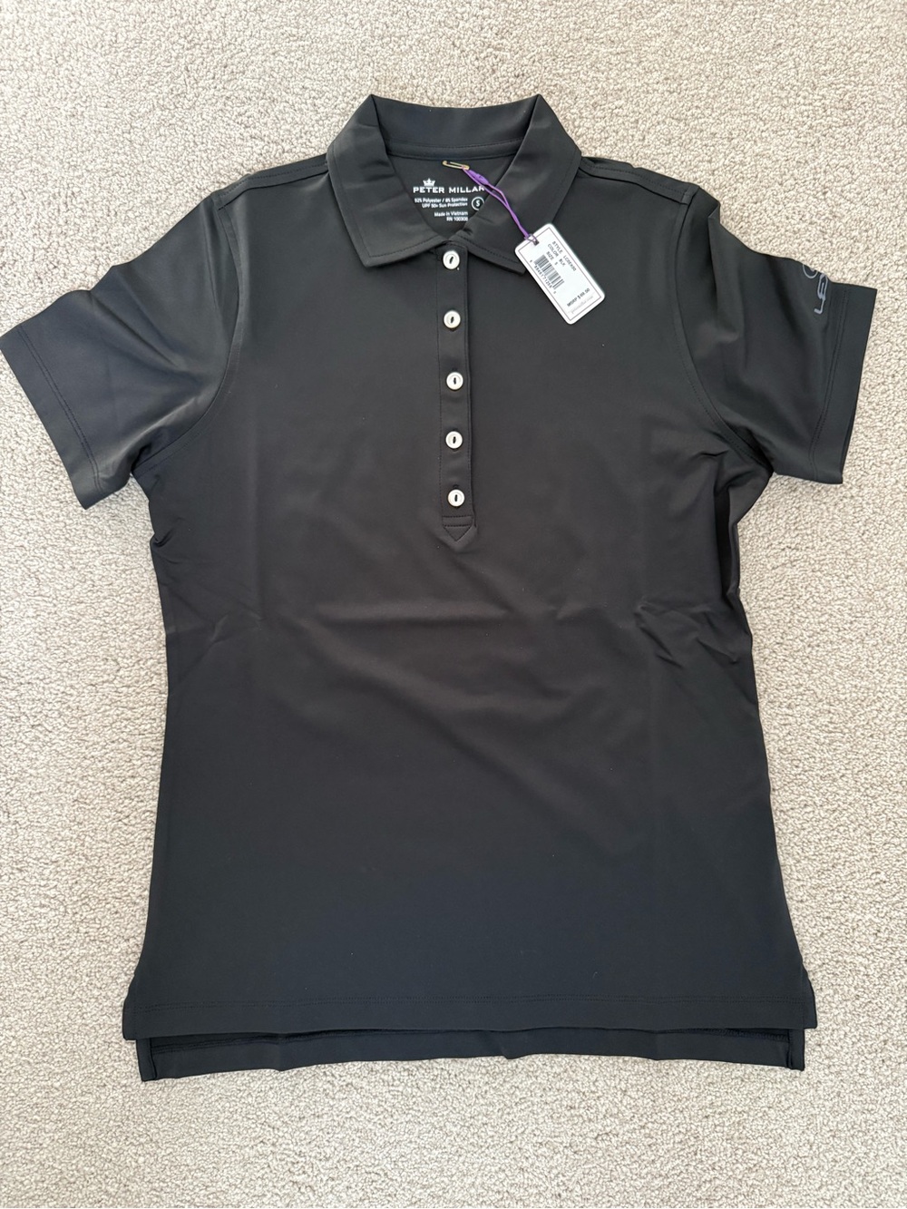 Peter Millar Women's Black Button-Down Polo Golf Shirt Small